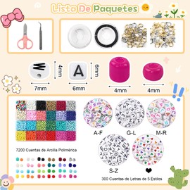 Cuentas De Arcilla para Pulseras,6000 Cuentas Planas y Redondas de Arcilla Polimérica con Cuentas Letras, Arcilla para Hacer Pulseras,Manualidades Fabricación de Joyas Decoración, Kit de DIY Bisuteria de Collar y Aretes para Adultos,24 Colores