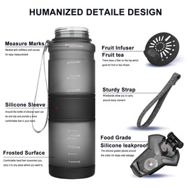 Zounich Sport Water Bottle BPA-Free Leak-Proof Water Bottle 380 ml/500 ml/700 ml/1 Litre Plastic Suitable for Jogging, Biking, Children’s School, Open with One Hand Water Bottle Filter