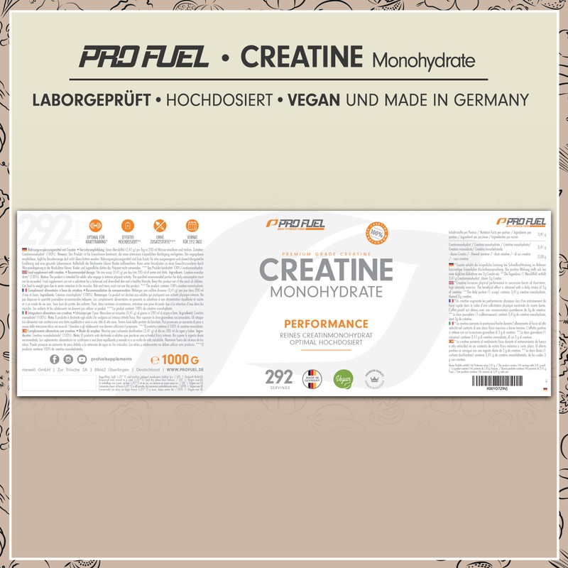 Creatine Monohydrate Powder, 3 kg/3000 g, Pure Creatine Monohydrate in