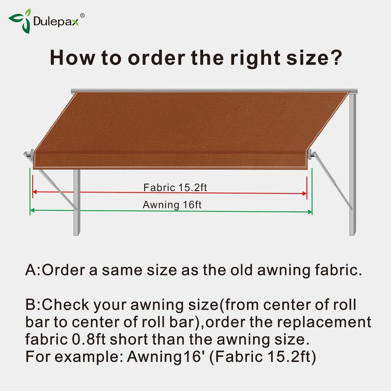 Dulepax RV Awning Fabric Replacement(12'2" Fabric) Heavy Duty 16 oz