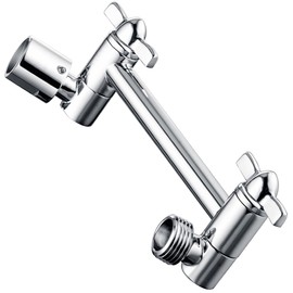 BRIGHT SHOWERS Brass Shower Arm Extender for Rain and Handheld Shower Head, 5 Inch Universal Shower Head Extension Arm, Height & Angle Adjustable, Chrome