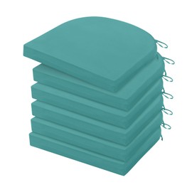 HARBOREST Outdoor Chair Cushions Set of 6, Water Resistant Patio Chair Cushions with Ties, Outdoor Seat Cushions for Patio Furniture, 17"x16"x2", Teal
