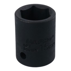 15mm 3/8in Drive Shallow Stubby Metric Impacted Socket 6 Sided Single Hex
