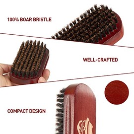 Cepillo de barba, 100% cerdas de jabalí natural negro nogal madera barba peine pelo bigote cepillo de afeitar cepillo de pelo facial