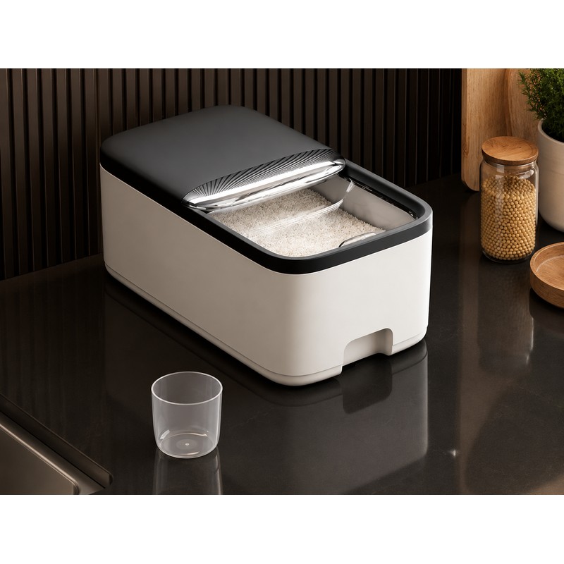 Large Capacity Sealed Rice Storage Container with Measuring Cup –