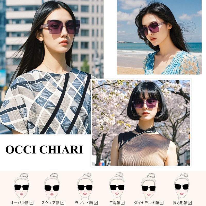 [OCCI CHIARI] Women's Plus Size Square Sunglasses Half Frame Design