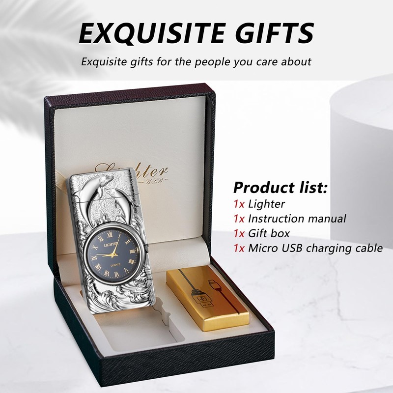 BABOBIU Electric Lighter USB Rechargeable Lighter Windproof Cool Dolphin Lighters