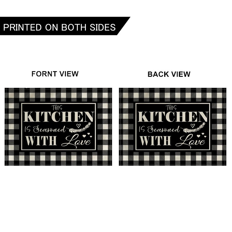 4Pack Farmhouse Decor Placemats Black White Buffalo Plaid Kitchen Inspirational