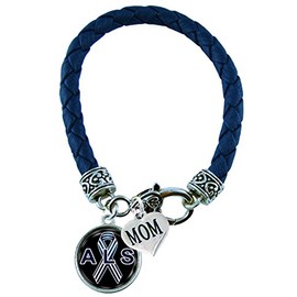 Holly Road Bracelet Custom ALS Lou Gehrig's Awareness Blue Leather MOM OR DAD Charm ONLY Jewelry