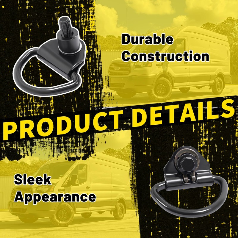KUAFU 6Pcs Cargo D-Hooks Compatible with 2015-2024 Ford Transit-150 250