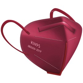 HUHETA KN95 Face Mask, 30 Pack Individually Wrapped, 5-Ply Breathable & Comfortable Safety Mask, Filter Efficiency=95%, Protective Cup Dust Masks Against PM2.5 (Red)