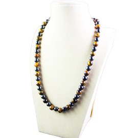 Double Protection Tiger Eye & Hematite Necklace. Natural Gems for Luck, Health, Prosperity. Reiki Charged, Aura & Chakra Cleansing Semi-Precious Stones.