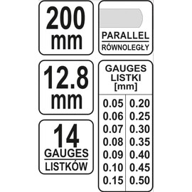 Fühlerlehre 14 Blatt 200mm 0,05-0,5mm