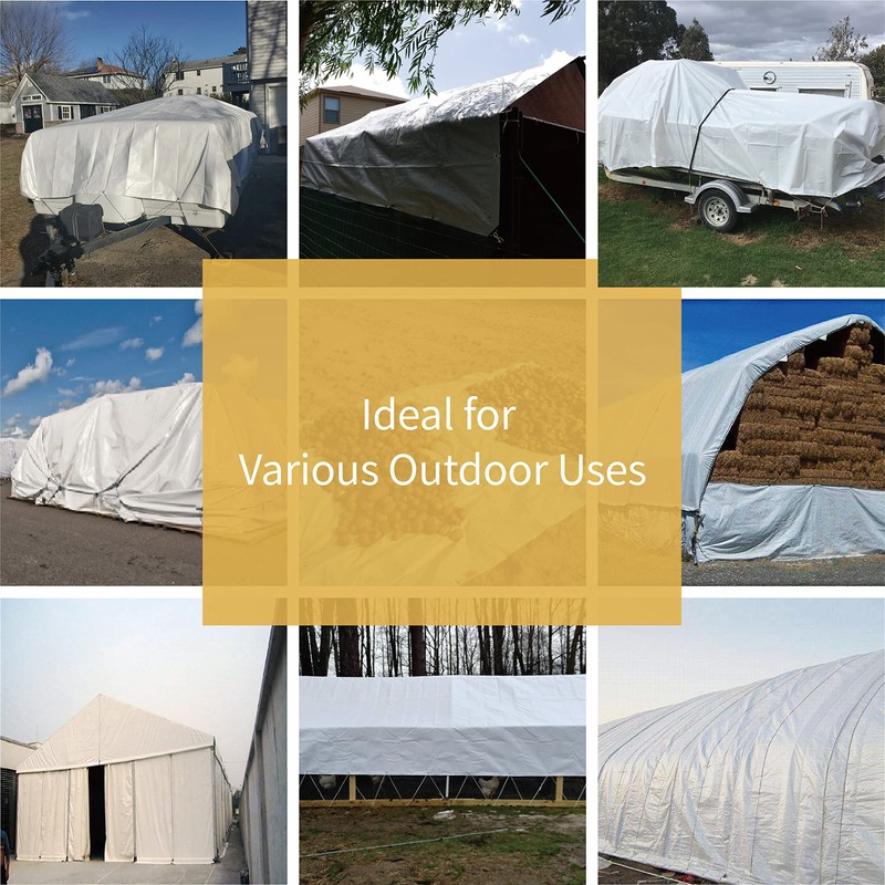 GUARD SHIELD Tarp White 9x12 Feet Multi Purpose Waterproof Poly