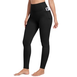 CHRLEISURE Leggings with Pockets for Women - Tummy Control High Waisted Soft Workout Yoga Pants（Black,XL）