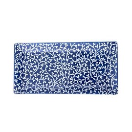 Boston International Rectangle Ceramic Platter Serving Dish, 14" x 7", Navy Seaweed