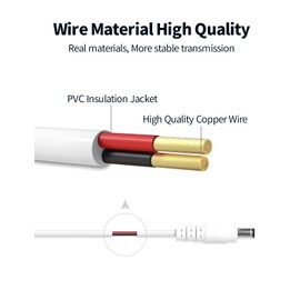 Tonton 6.6FT 2M DC Power Extension Cable 5.5 mm x 2.1 mm 5521 Male to Female 12V DC Adapter Cord Compatible with CCTV Security IP Camera, Survelliance DVR NVR System, LED Strip, Monitors (White)