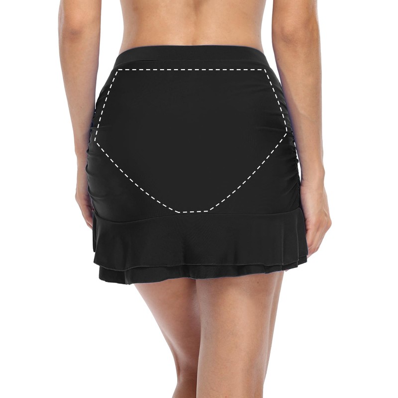 Hilor Women's Skirted Bikini Bottom High Waisted Shirred Swim Bottom
