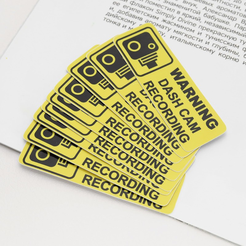 ECSiNG 10 x PVC Dash Cam Warning Stickers 89x28mm Car