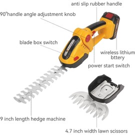 TOOVEM  Handheld Electric Cordless Hedge Trimmer Bush Trimmer with 24V Battery