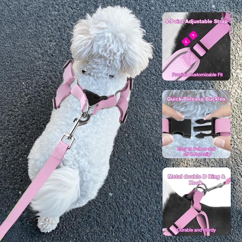 Feycig Dog Harness for Small Dogs, Anti-Pull Adjustable Reflective Harness,