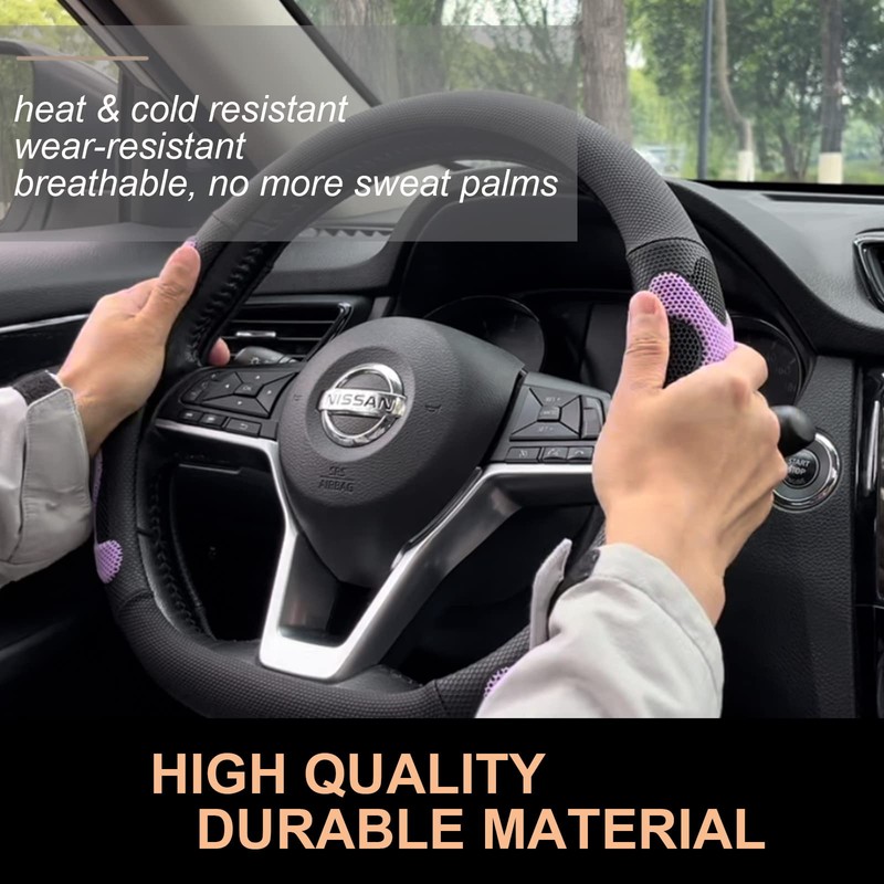 PINCTROT D Shaped Comfy Grip Steering Wheel Cover, Anti-Slip Design,