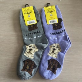 Foozys Labrador Dog Puppy Women's Foozys Socks 2 Pairs Brand New Purple & Gray