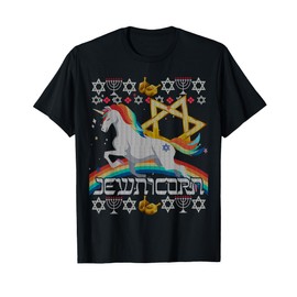 Jewnicorn Unicorn Ugly Hanukkah Chanukah - Funny Jewish T-Shirt