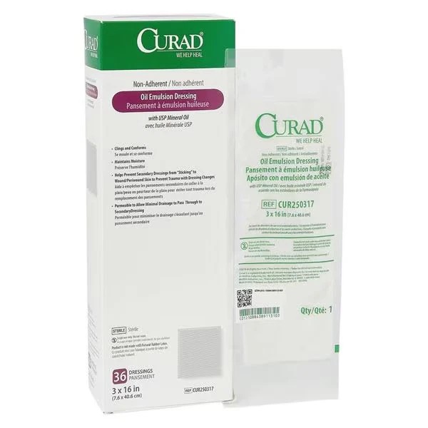 Curad Non-Adherent Oil Emulsion 3" x 16" Dressing - Box