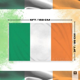AKH® Republic of Ireland National Flag | 5ft x 3ft | Irish Tricolour Flag with Brass Eyelets | Durable Polyester Double Stitched Seams for Indoor Outdoor Use | St Patrick's Day Parades Sporting Events