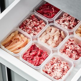 4 Pcs Contenedores para Alimentos, Caja de Carne Congelada con Buen Sellado Recipientes Herméticos para Almacenar                                     