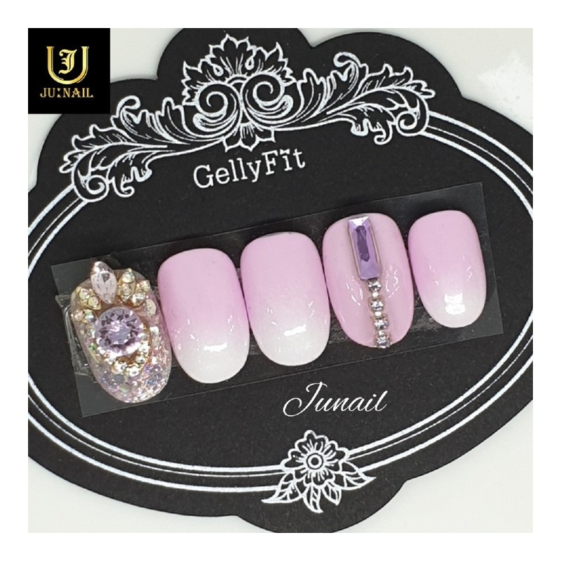 Pink White Gra Handmade Nail Tips - Short Straight Nose