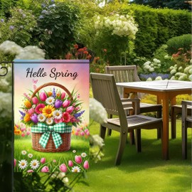 BlissYard Hello Spring Garden Flag 12x18 Vertical Double Sided Welcome Floral Farmhouse Decoration Yard Flag Holiday Outside Flag Seasonal Flowers Decoration Garden Flag