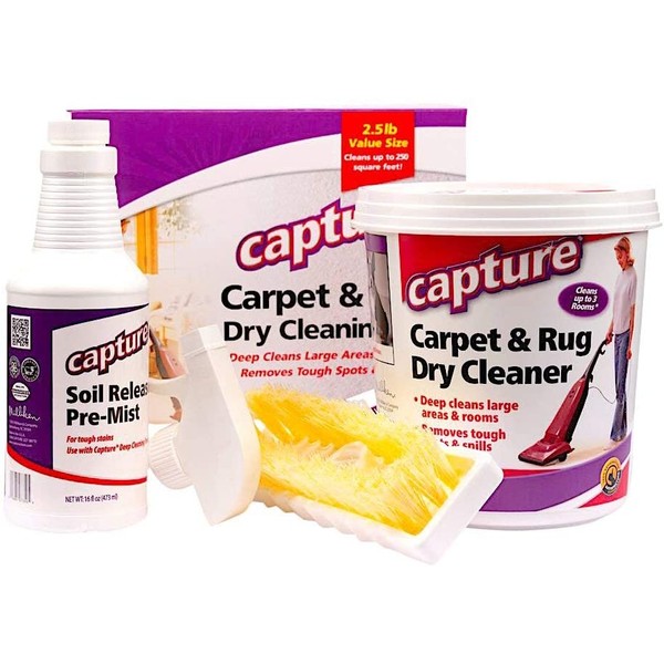 Capture Carpet Total Care Kit 250 - Home Couch and Upholstery, Car Rug, Dogs & Cats Pet Carpet Cleaner Solution - Strength Odor Eliminator, Stains Spot Remover, Non Liquid & No Harsh Chemical