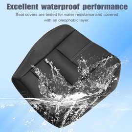 FZJDSD Black Driver & Passenger Side Bottom Leather Seat Cover Compatible with Ford F250 F350 F450 Super Duty Lariat 2008 2009 2010