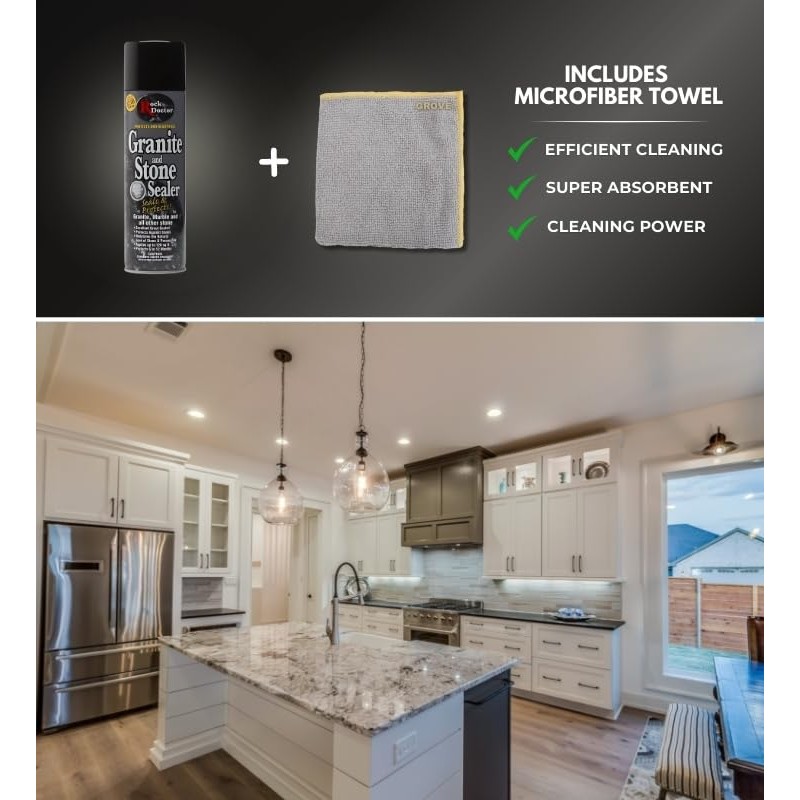 Rock Doctor Granite Sealer Spray 18 oz Bundle with Microfiber