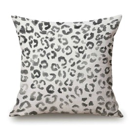 Throw Pillow Cover 18x18 Cute Snow Leopard Pattern Black Watercolor Hand Paint White Spots Farmhouse Decorative Throw Pillow Cover Square Cushion Case for Home Sofa Couch Decoration