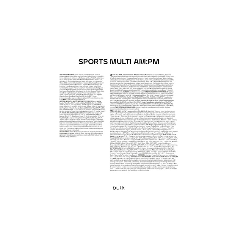 Bulk Sports Multi AM:PM Capsules, Pack of 120
