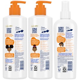 Dove Kids Shampoo & Conditioner Set with Shea Butter & Coconut Oil + 2-in-1 Detangler Spray, “Hair Love” Wavy, Coily, Curly Hair Products for Kids