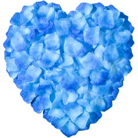 CO-RODE 1200pcs Wedding Decoration Silk Rose Petals, Artificial Flowers(Transitional Blue)