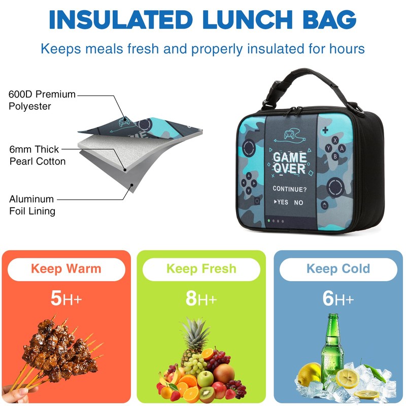 Hairao Kids Lunch Bag for Boys, Insulated Lunch Bag for