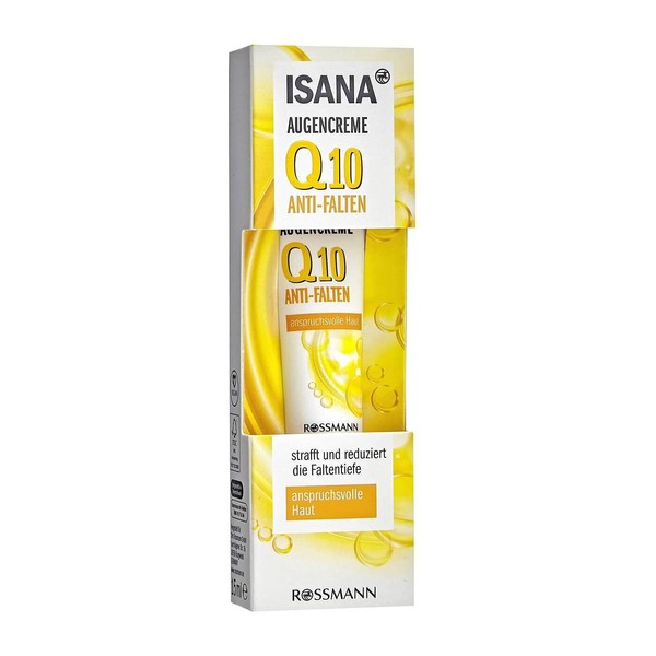 ISANA Q10 Eye Cream 15 ml for Demanding Skin, Q10 & Corneosticker DS, Reduces Wrinkle Depth*Aqua, Glycerin, Ethylhexyl Isononanoate, Methyl Glucose Sesquistearate, Glycine Soy Oil, Pantheno