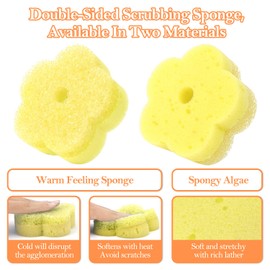 Scrub Sponge, 3-Piece Pack of Floral Shaped Dual Texture, Non-Scratch and Absorbent Dual Sided Sponge, Perfect for Kitchen & Bathroom & Ourdoor Cleaning