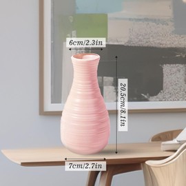 Unbreakable Vase for Flowers, Ceramic Look Plastic Vase for Home Decor, Living Room, Table (Seashell Pink)