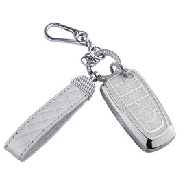 Seedwee for Ford Key Fob Cover, Soft TPU Keys Protector Bling Key Fob Keychain for Explorer Fusion Escape Edge Expedition F150 F250 F350 F450 F550 Maverick Mustan, Silver Clear