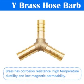 Tnuocke 2pcs Metaland Brass 5/16" Hose Barb 3 Way Union Fitting Y Shape Barbed Splitter Fitting Splicer with Hose Clamps for Water Fuel Air H-060-5/16