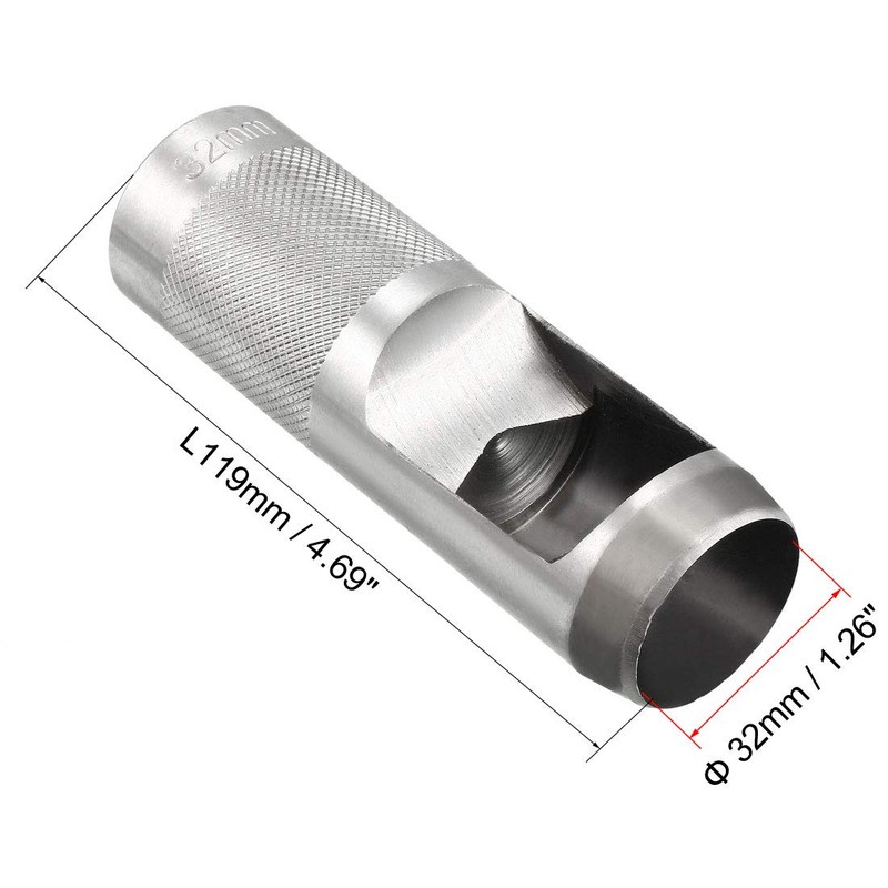 sourcing map Round Steel Leather Craft Hollow Hole Punch 32mm