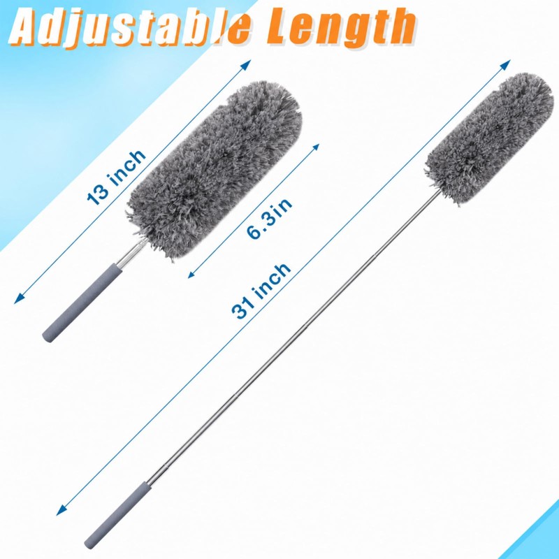 1 Pcs Microfiber Feather Dusters for Cleaning, Gray