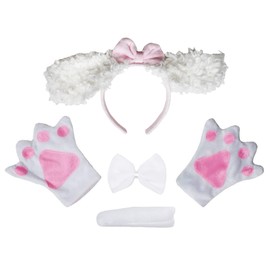 Petitebella Diadema larga para perro, 4 unidades, disfraz de adulto (caniche blanco, talla única)