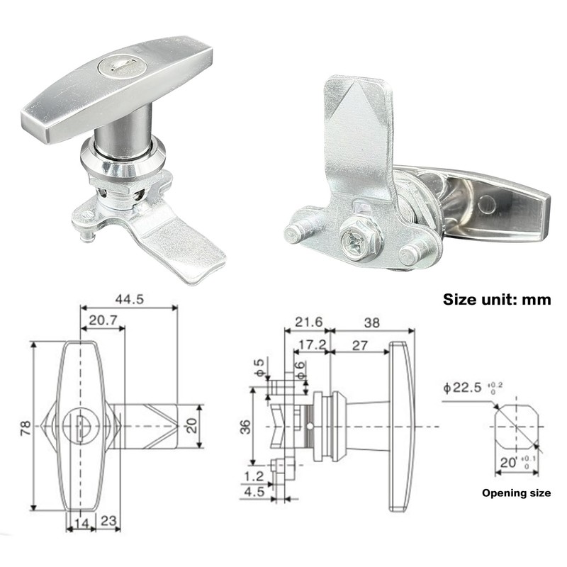 T Handle Door Lock 2PCS Truck Cap Locking Latch with